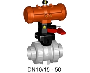 +GF+230型氣動球閥 PVC-C FC(常關) 帶手動應急手柄 氣動球閥